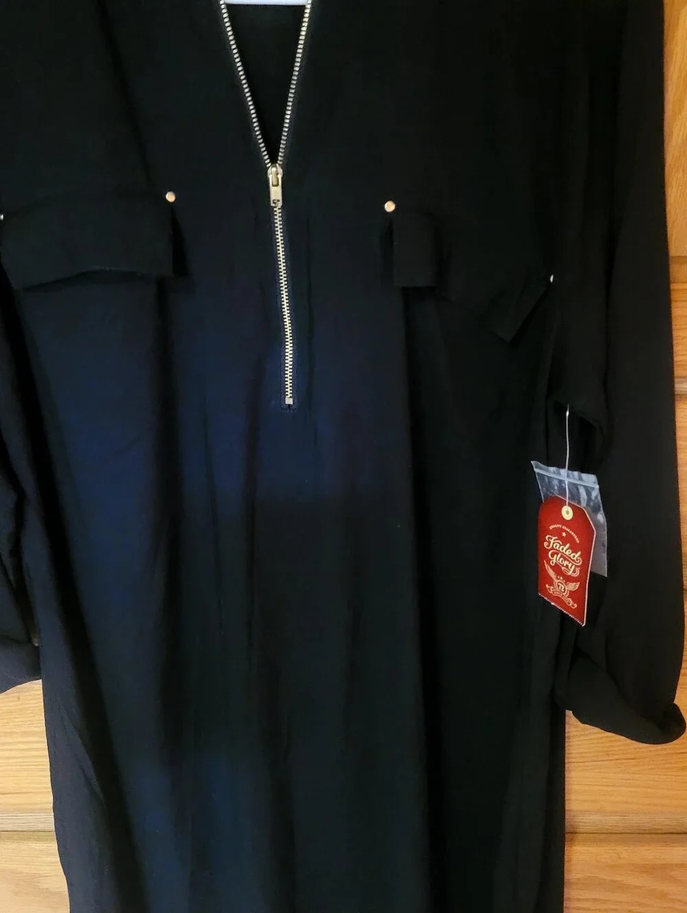Faded Glory Black Shirt Dress, Size L